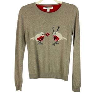 Clements Ribeiro Lambswool Cashmere Blend Beige Crewneck Sequin Robin Sweater